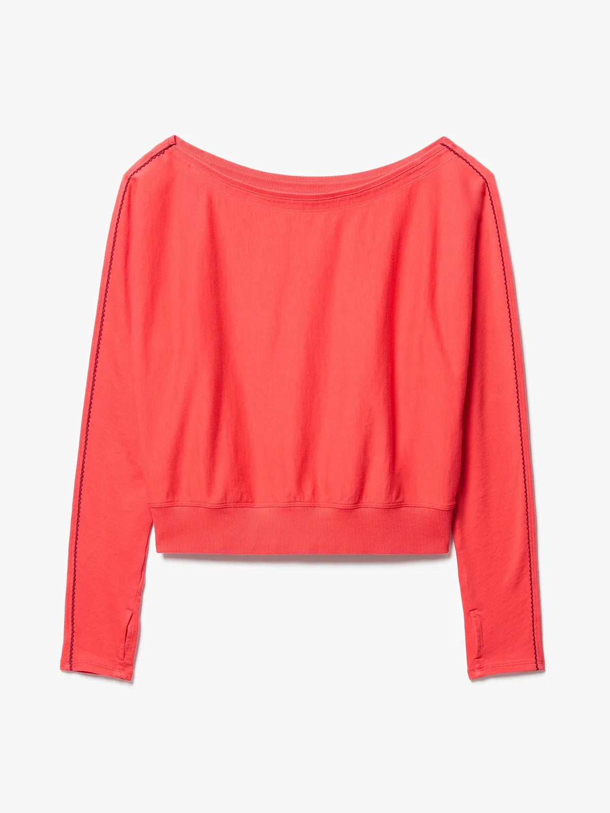 Airy Cotton Terry Boatneck Picot Sweatshirt