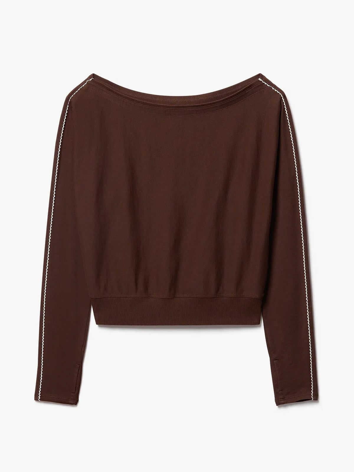 Airy Cotton Terry Boatneck Picot Sweatshirt