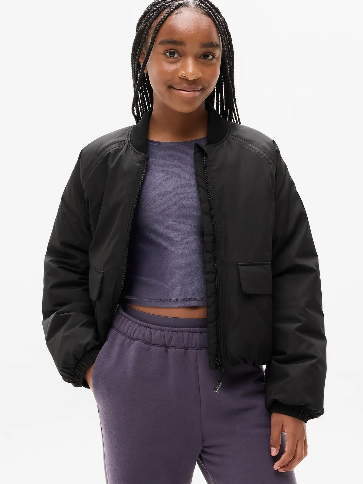Simone Biles Athleta Girl Bomber Puffer Jacket