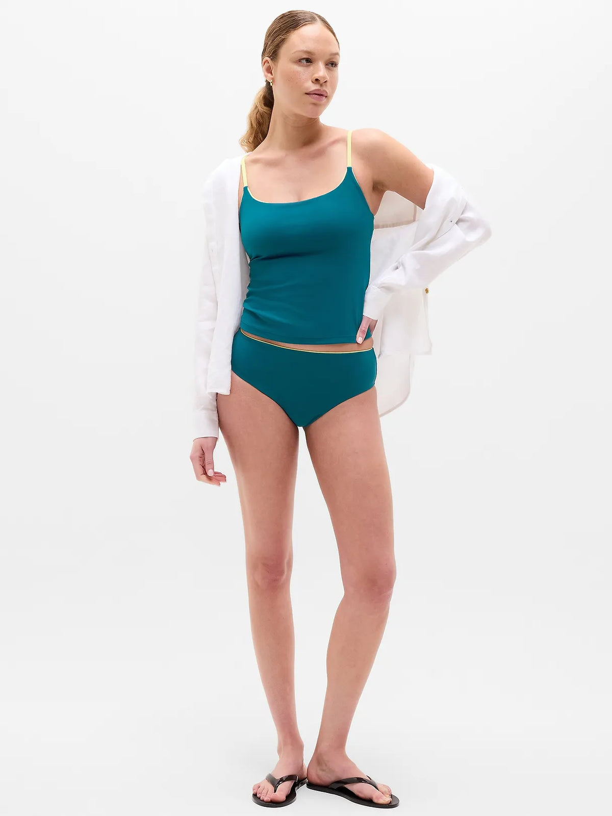 High Waist Cheeky Tipped Swim Bottom