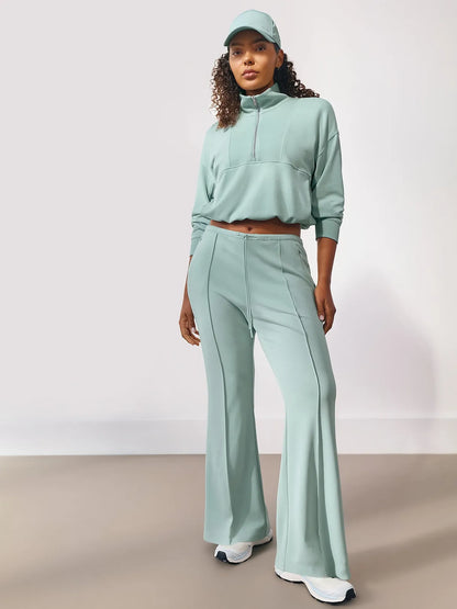 Seasoft Pintuck Mid Rise Flare Pant