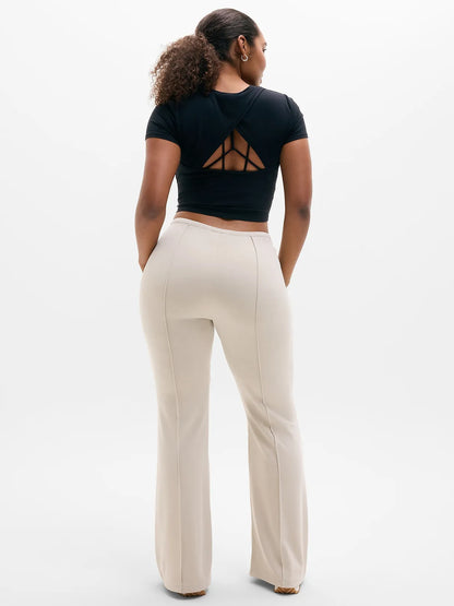Seasoft Pintuck Mid Rise Flare Pant