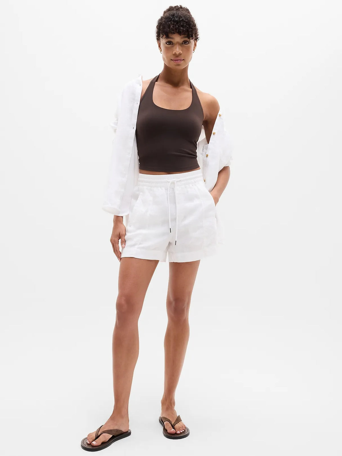 Retreat Linen Mid Rise 4" Short