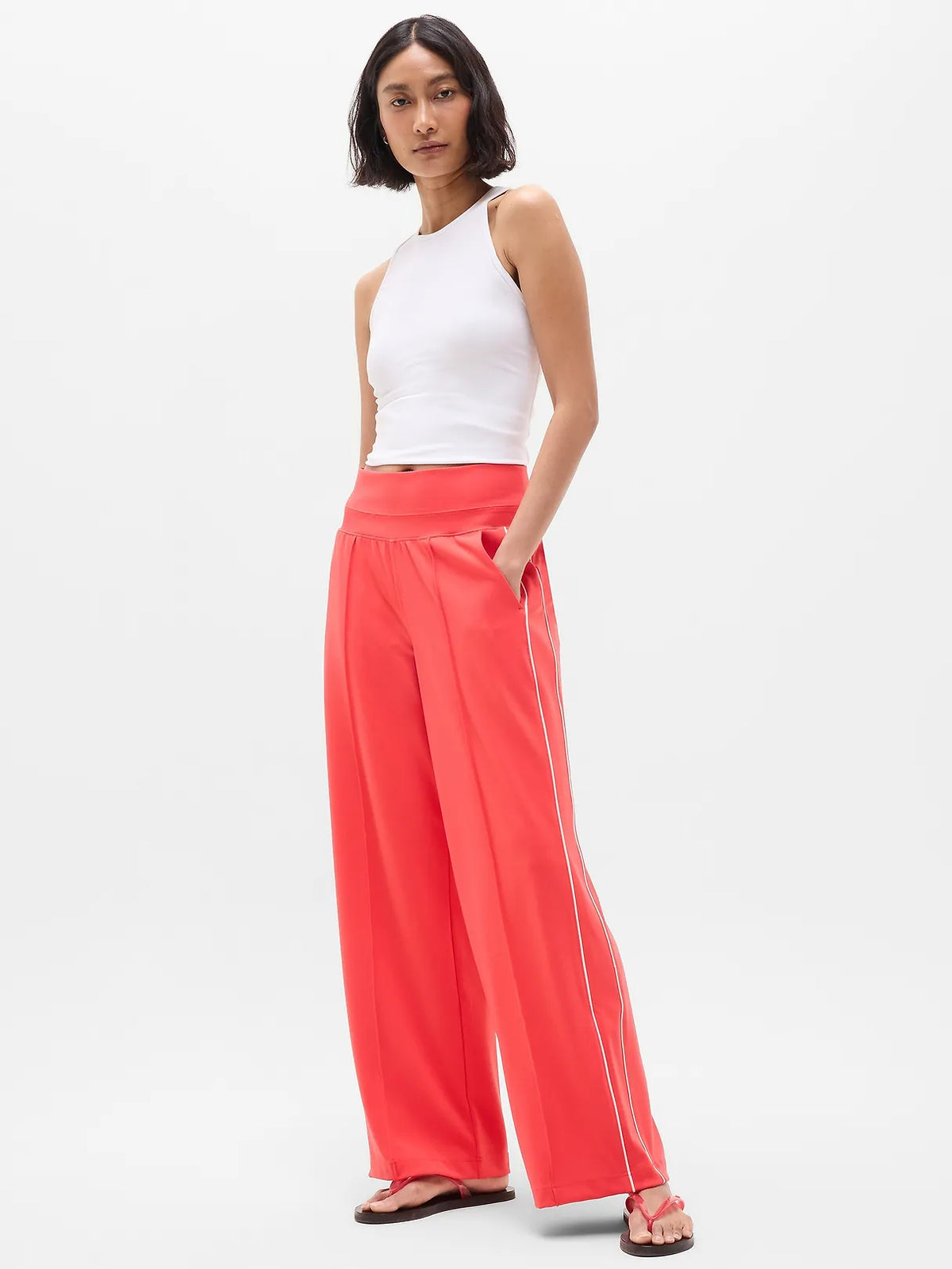 Venice High Rise Track Stripe Wide Leg Pant