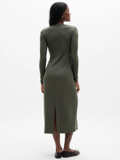 Signature Rib Long Sleeve Maxi Dress