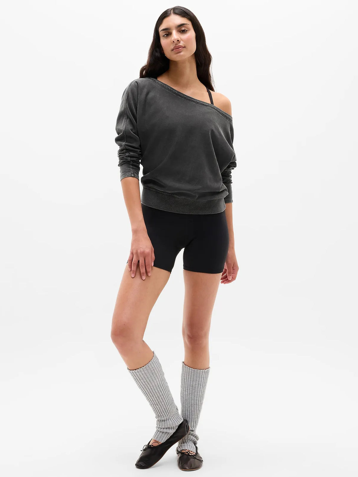 Airy Cotton Terry Snow Wash Boat Neck Sweatshirt