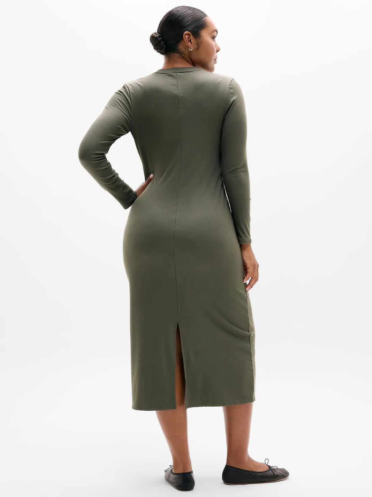 Signature Rib Long Sleeve Maxi Dress