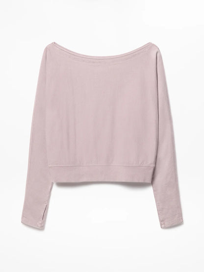 Airy Cotton Terry Snow Wash Boat Neck Sweatshirt