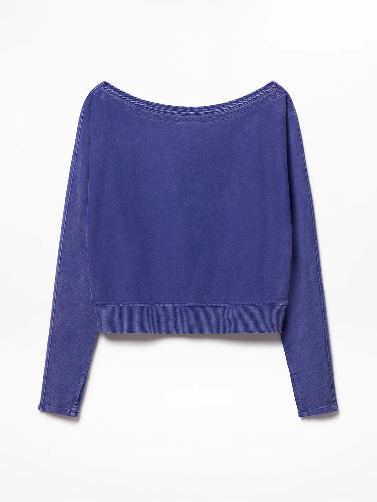 Airy Cotton Terry Snow Wash Boat Neck Sweatshirt