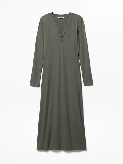 Signature Rib Long Sleeve Maxi Dress