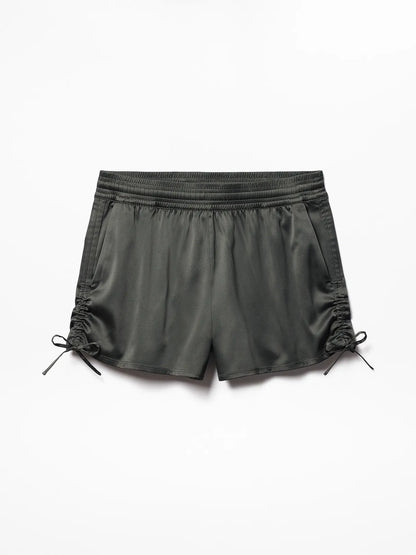 Featherweight Satin Ruched Run Short