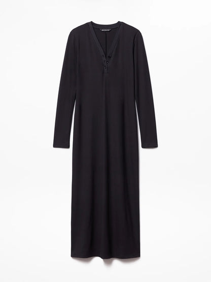 Signature Rib Long Sleeve Maxi Dress
