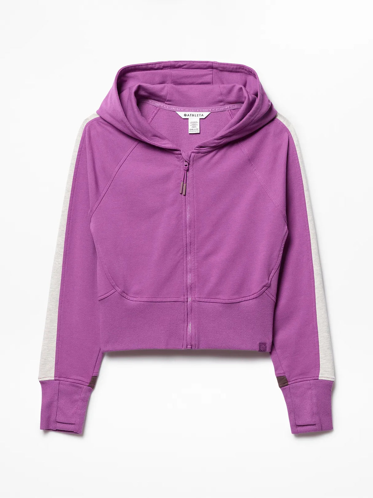 Athleta Girl All Day Colorblock Full Zip Shrunken Hoodie