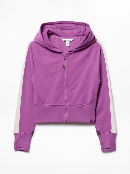 Athleta Girl All Day Colorblock Full Zip Shrunken Hoodie